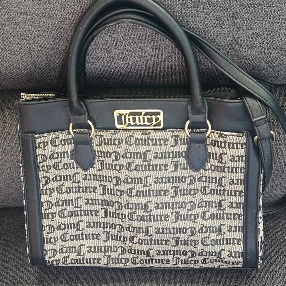 Juicy Couture logo black on gray signature canvas gently worn minor flaws Detail